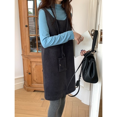 复古背心连衣裙女秋冬2025新款韩系氛围感穿搭外搭叠穿短款裙ce68