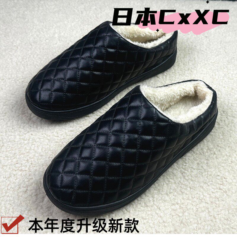 2026年冬季新款老北京布鞋女棉拖鞋皮面防水保暖加绒半拖棉鞋YY33