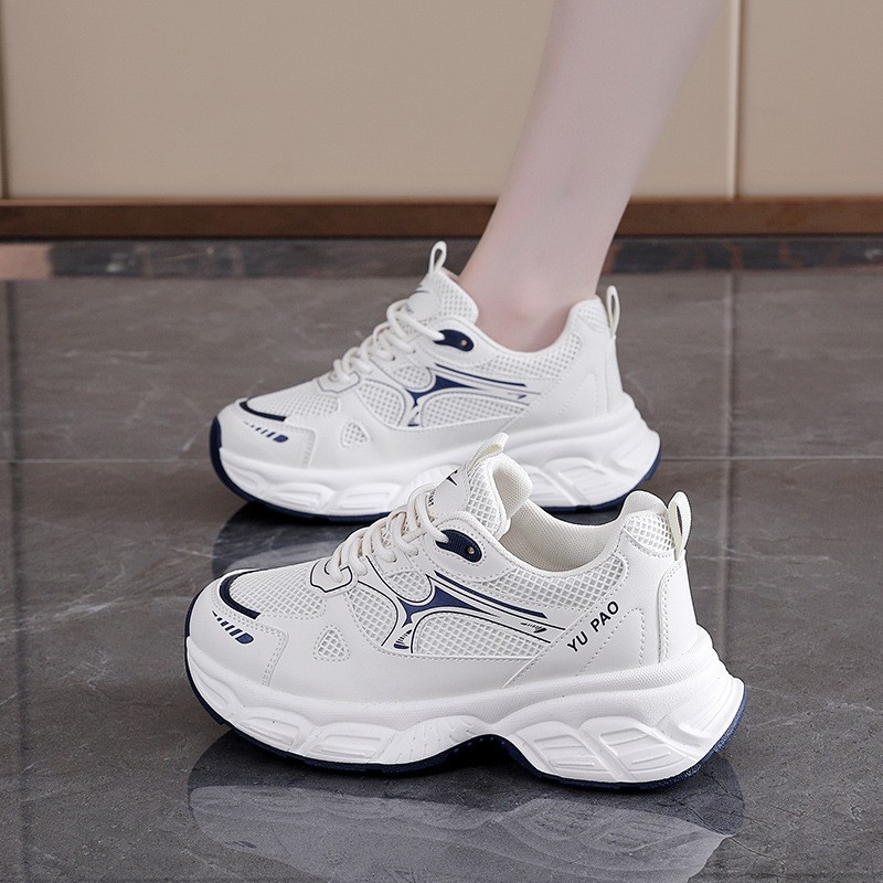 厚底女鞋2025秋季新款运动鞋女百搭小白鞋网面软底增高休闲鞋kl40
