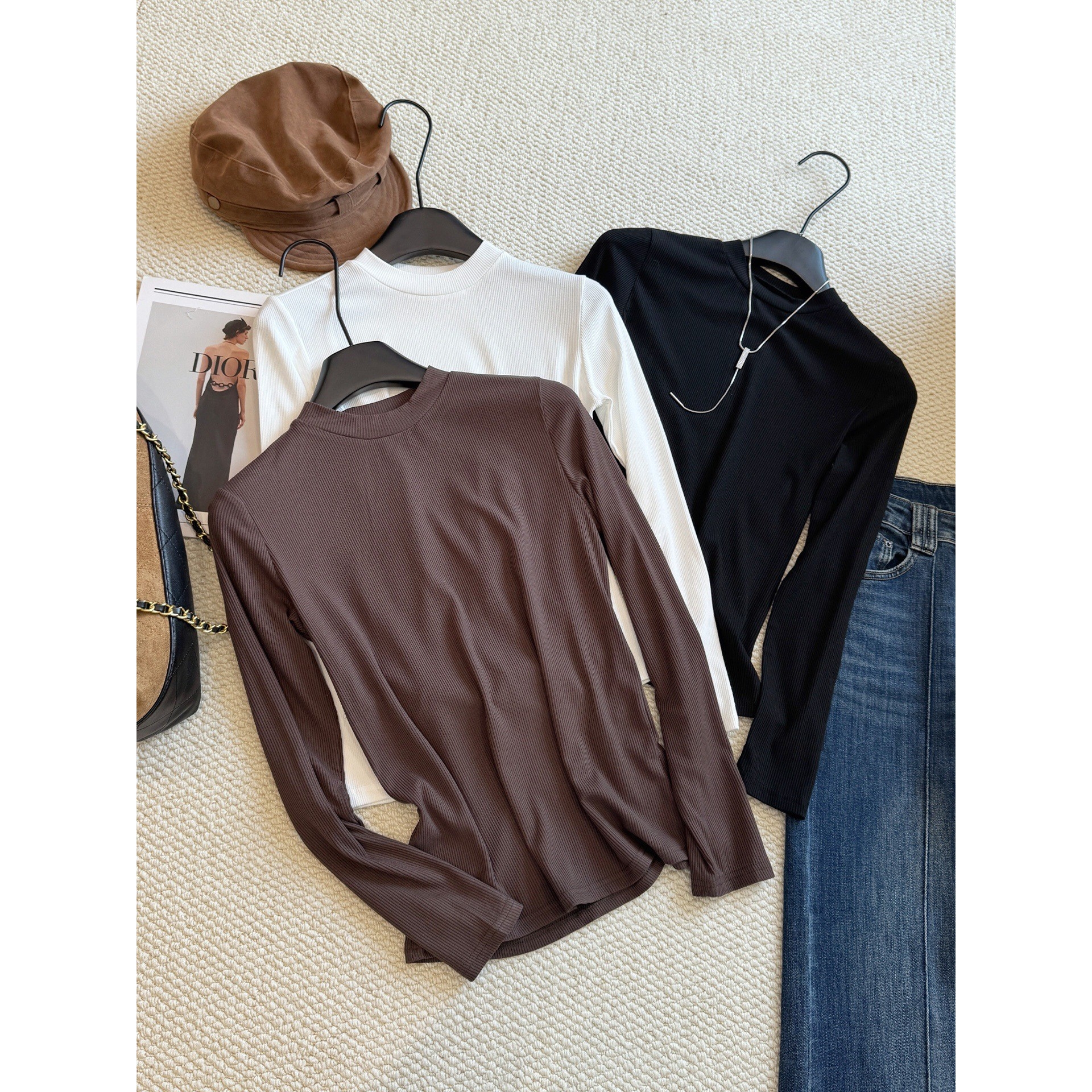 半高领打底衫女叠穿内搭立领t恤早秋2025新款修身薄款体恤上b225