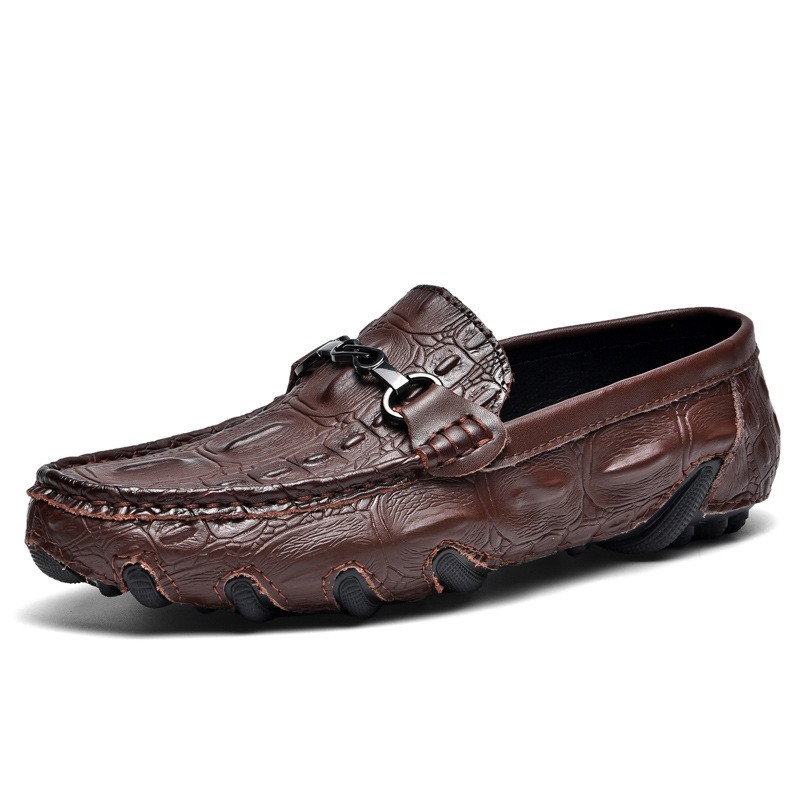 男士英伦休闲皮鞋2025爆款春夏一脚蹬豆豆鞋商务大码男鞋xc07