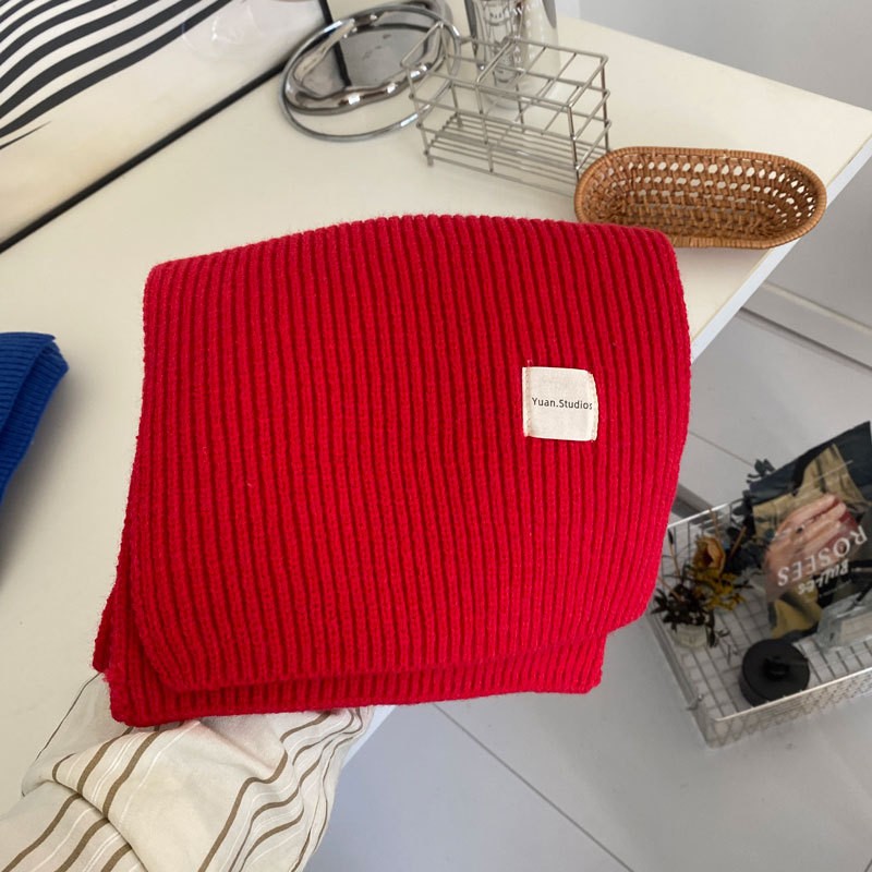 【自制】针织围巾韩系纯色毛线女秋冬季加厚保暖学生情侣围脖SD81