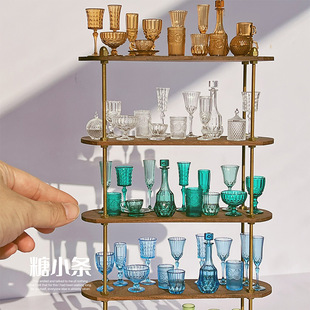 娃屋微缩摆件雕花酒瓶迷你红酒杯ob11娃用模型6分酒器blythe道具