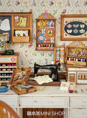 糖小条6分小罐头复古小屋缝纫盒材料包迷你微缩模型线轴柜blythe