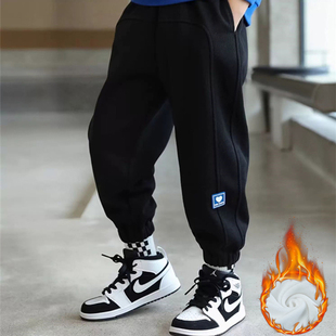 儿童长裤 男童加绒裤 休闲运动裤 秋冬款 保暖加厚 子中大童一体绒卫裤