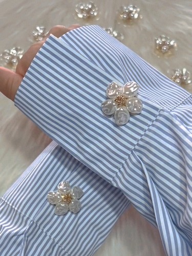 Ins博主同款复古巴洛克珍珠花朵衬衫袖扣纽扣领扣装饰轻奢耳钉