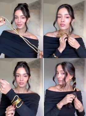 Ins博主同款朋克复古夸张金属百变可塑形蛇骨choker项圈项链手镯