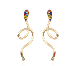 欧美夸张动物耳饰时尚个性金蛇年百搭镶钻灵蛇耳环女