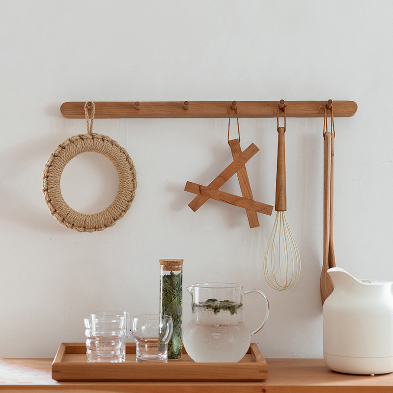 木墨生活 一木壁挂 实木挂钩壁挂板厨房墙上挂架墙壁置物架收纳架