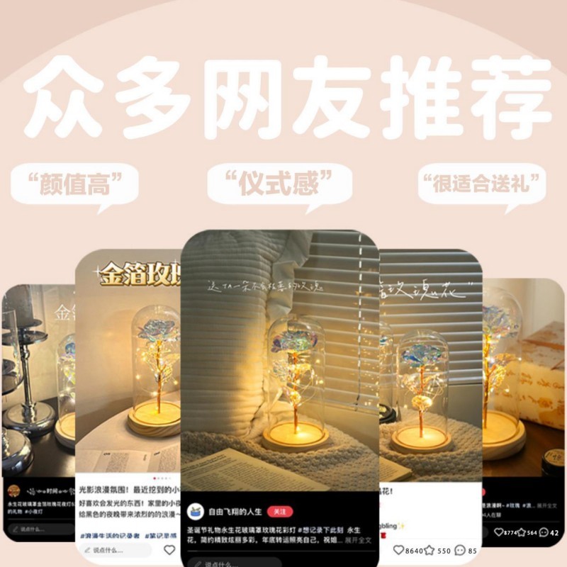 女生生日礼物送女孩妈妈母亲的实用高级感圣诞节永生玫瑰花束摆件