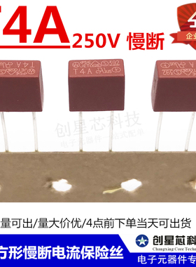 392方形慢断电流保险丝 250V T4A T4000mA 红色 电源 保险管 现货