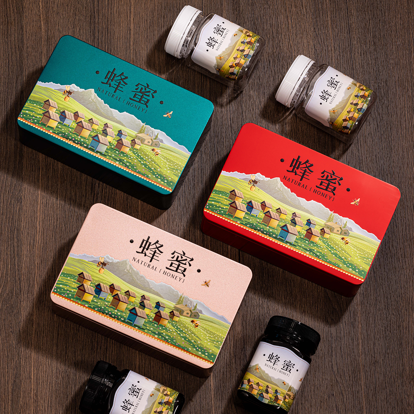 新款喜庆蜂蜜包装盒1-2斤通用土蜂蜜包装盒子铁盒500克装礼盒现货