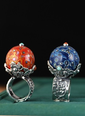 礼物银戒指夸张个性开口民族风