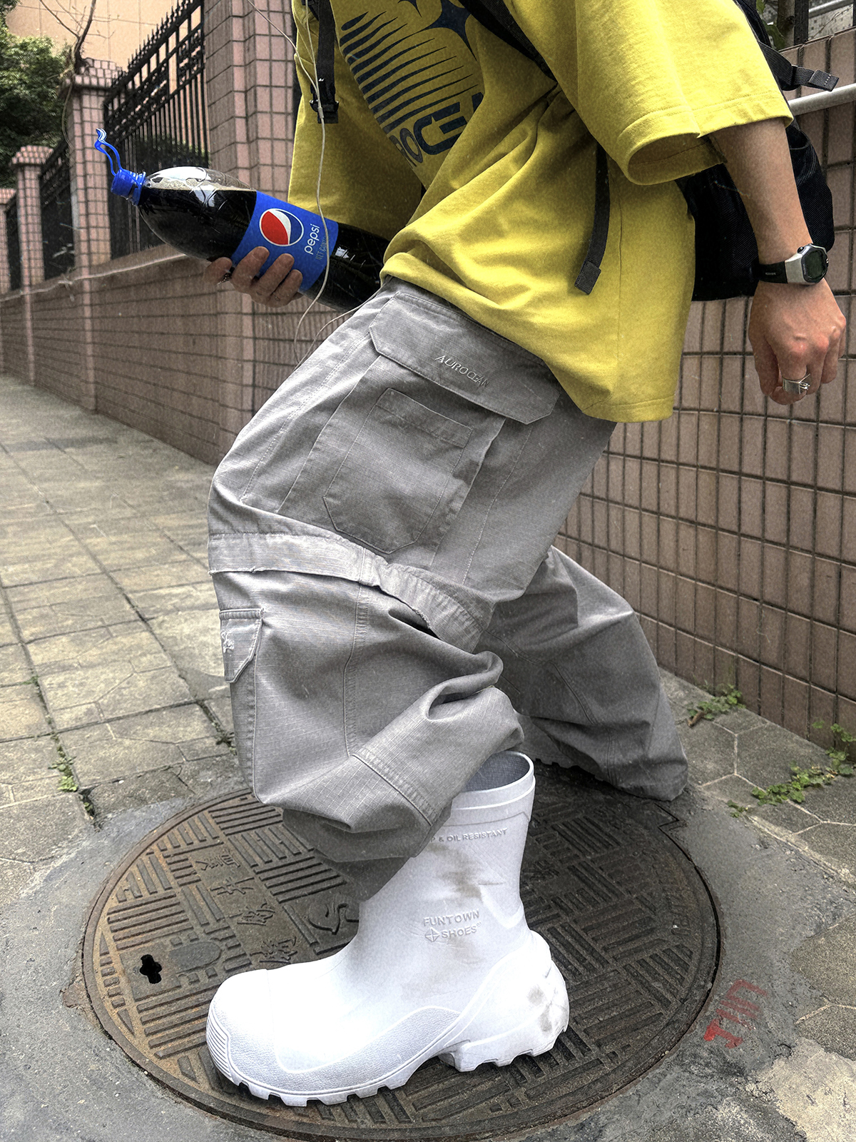 Aurocean工装裤破洞做旧休闲裤