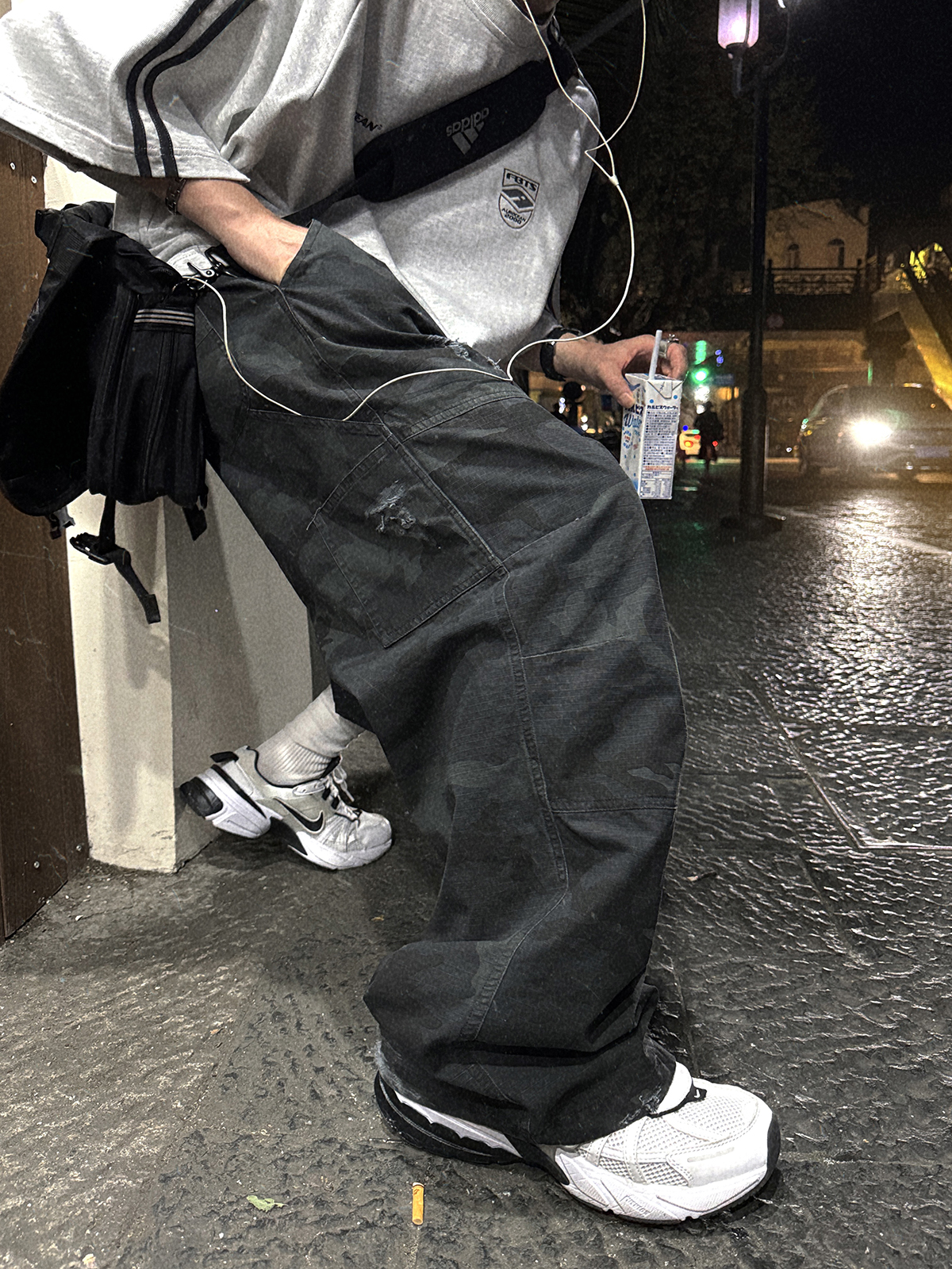 Aurocean长裤迷彩破洞休闲裤