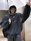 拼接短宽外套 Aurocean 古着味儿十足 复古撞色套头防风衣