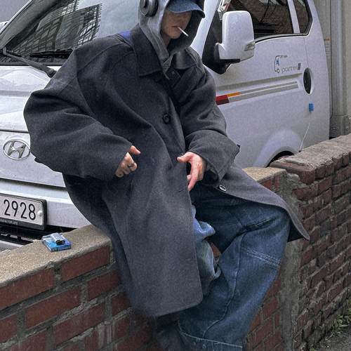 Aurocean中长款羊毛秋冬呢大衣