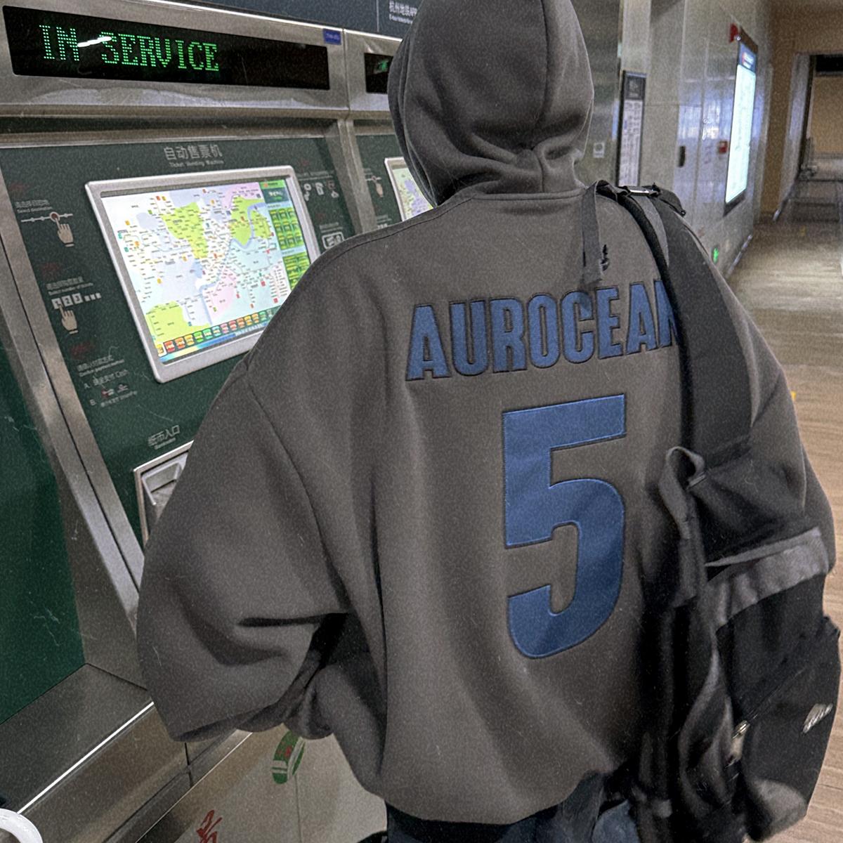 Aurocean 冬季加绒球服连帽卫衣 500克重磅摇粒绒大版贴布绣球衣