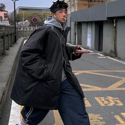 Aurocean 早八人碳灰色廓形大棉被外套 柔软简约中长款保暖棉服