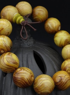 鬼脸佛珠手串男女款黄金木