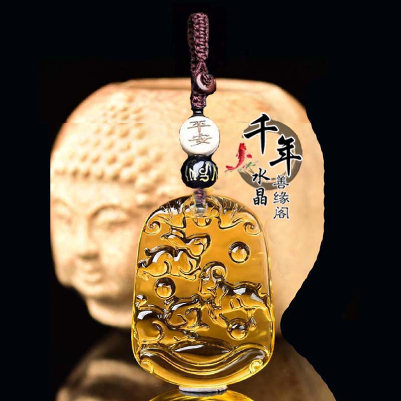 2026年招财黄水晶生肖猪兔羊三合车用钥匙扣亥卯未旺运运转吉祥物