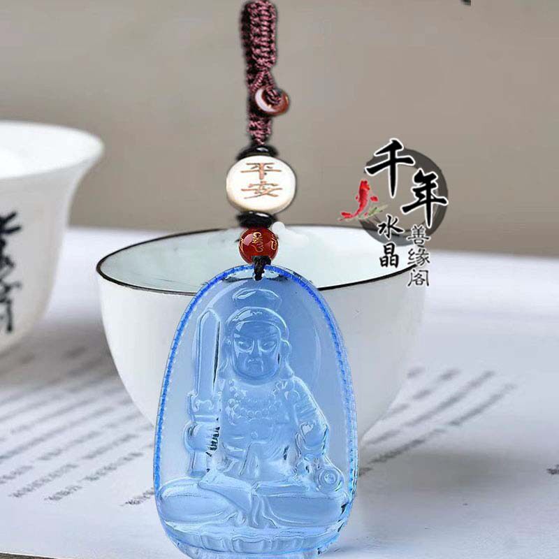 蓝水晶生肖鸡不动吊坠钥匙扣