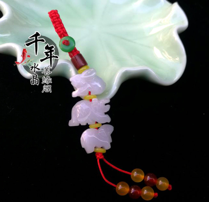 天然翡翠属猪随身手链2026年三合六合钥匙扣保平安