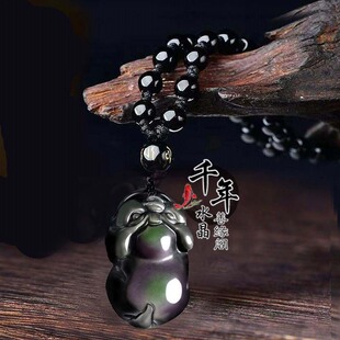 彩眼黑曜石生肖猪吊坠红运喜吉猪献瑞福禄佑猪招财纳福钥匙扣聚财
