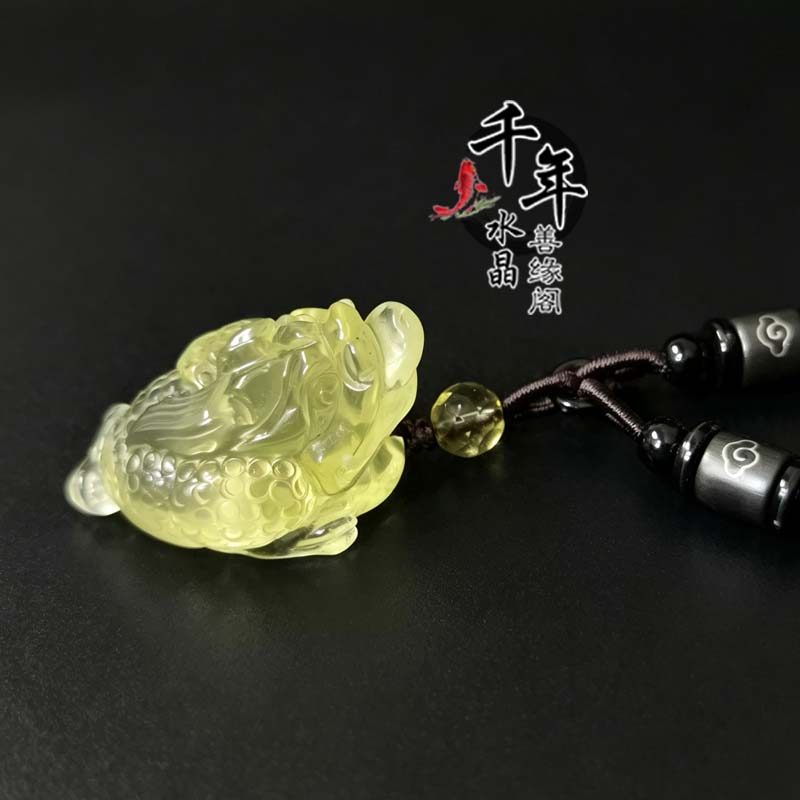 天然黄水晶金蟾吊坠腰缠万贯