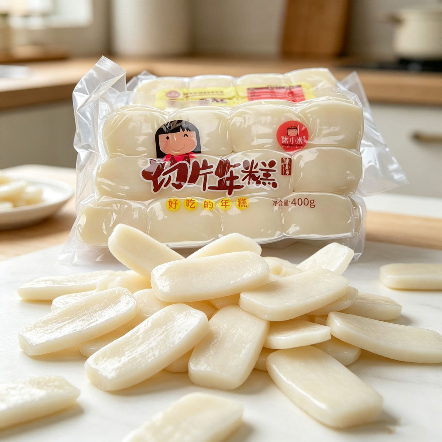 沐小米切片年糕400g*2袋装年糕条年糕块水磨炒年糕红糖沾糕糯米糕
