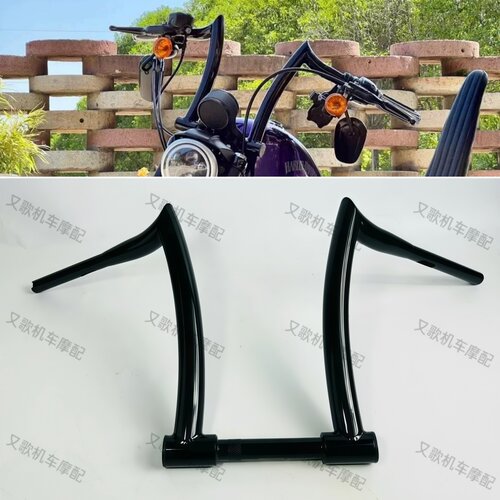 适用于哈雷883 X48 1200 街霸路威改装1.5寸加粗羊角车把复古高把