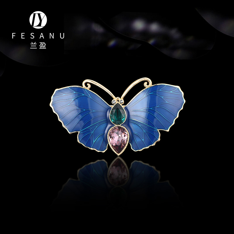 兰盈奥地利水晶蝴蝶胸针轻奢小众