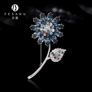 配饰礼物 胸花女毛衣链丝巾扣OL西装 兰盈奥地利水晶胸针 2026新款