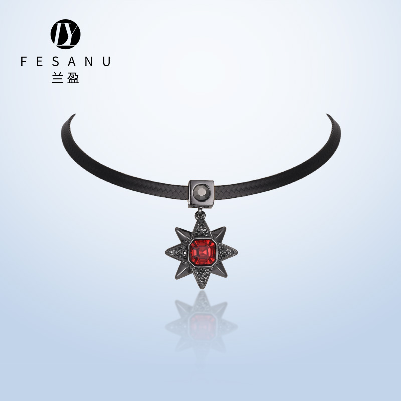 兰盈八芒星水晶项链女锁骨链