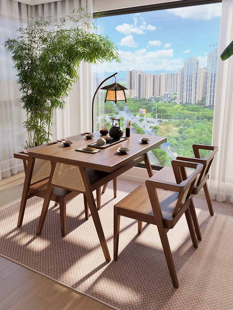 东木阳台一桌四椅实木桌椅五件套小户型创意休闲家居茶几椅组合