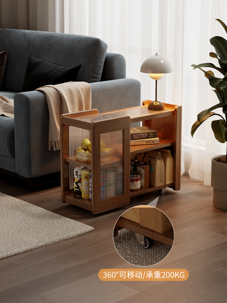 东木实木沙发边桌活动茶柜边窄柜咖啡桌客厅储物小车边桌