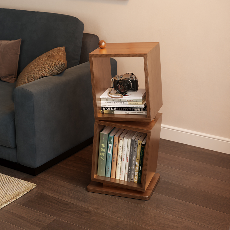 冬木实木书架客厅沙发边几飘窗展示架小书架落地床头柜转角置物架