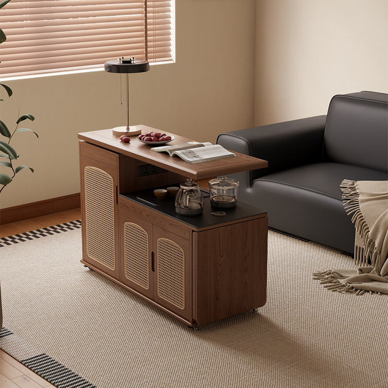 冬木移动茶台客厅家用小茶车实木茶几泡茶一体岩板阳台茶桌茶水柜