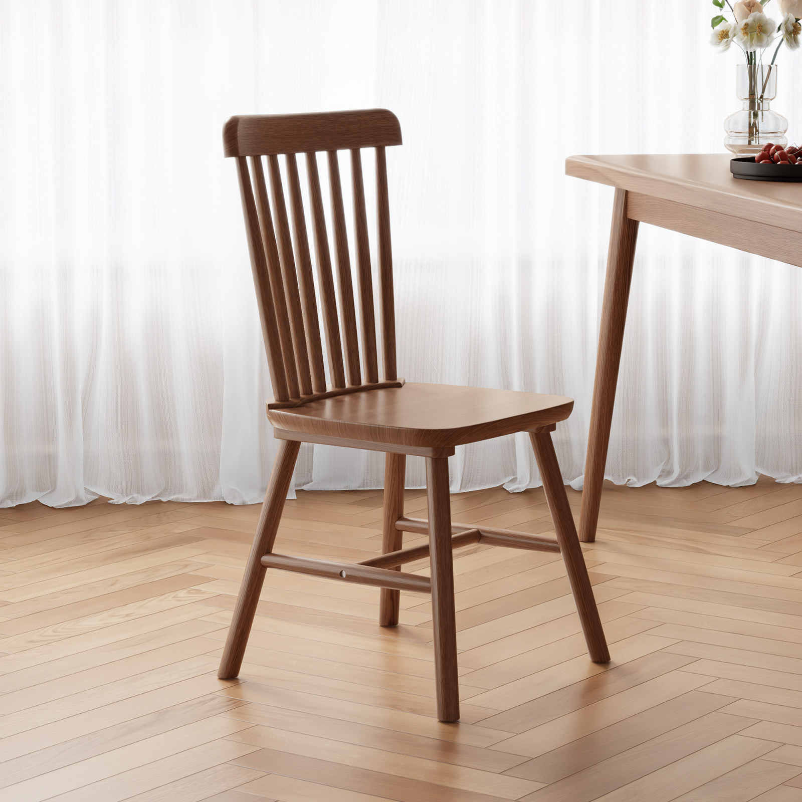 实木温莎椅餐椅现代简约家用办公凳子靠背椅餐桌书桌椅休闲 木椅