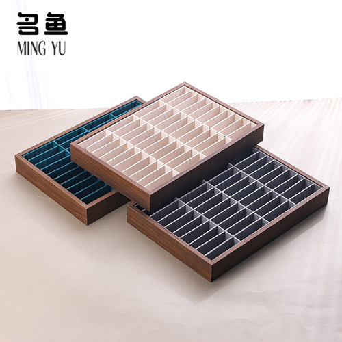 黑胡桃色无盖展示盘40位手镯盘看货盘手链手串饰品盘首饰盒陈列盘