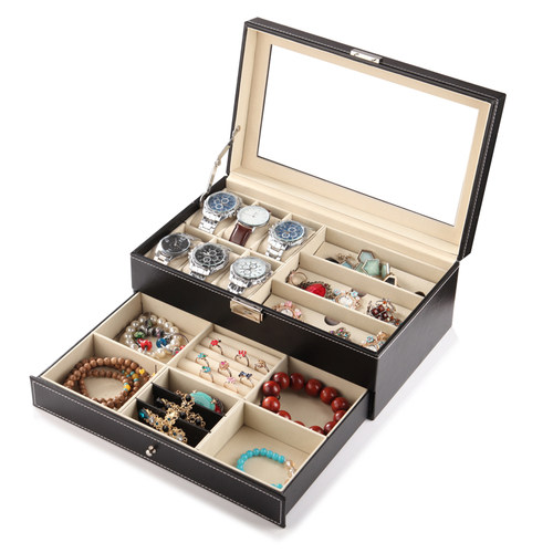 双层腕表饰品眼镜展示盒大容量