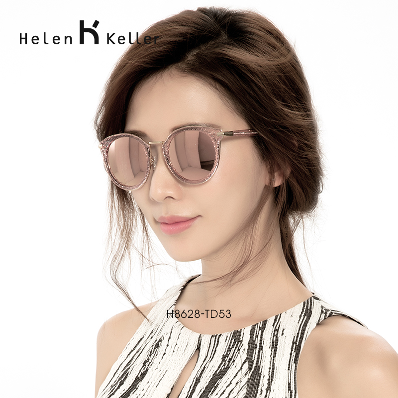 海伦凯勒偏光太阳镜女明星款圆框墨镜高级感ins大脸显瘦个性H8628