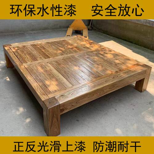 实木床榻榻米地台老榆木床床架架子床无床头床定制
