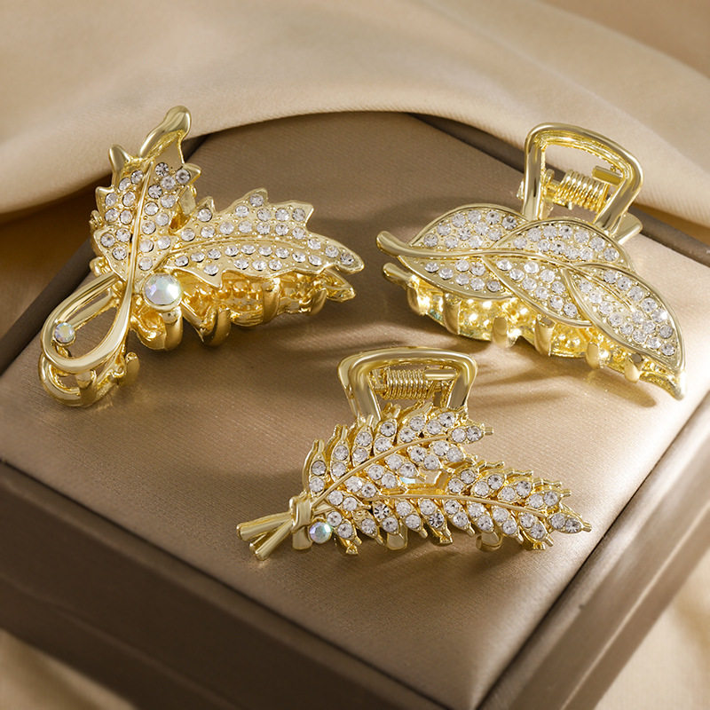 韩版气质蝴蝶抓夹女水晶麦穗花朵后脑勺发抓半扎发夹子鲨鱼夹发饰