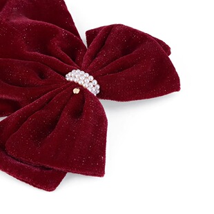2026新款弹簧红色丝绒感珍珠气质蝴蝶结发夹时尚百搭闪钻发饰