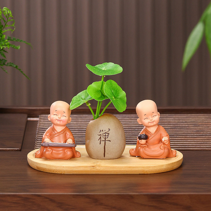 禅意和尚陶瓷花瓶微景观摆件