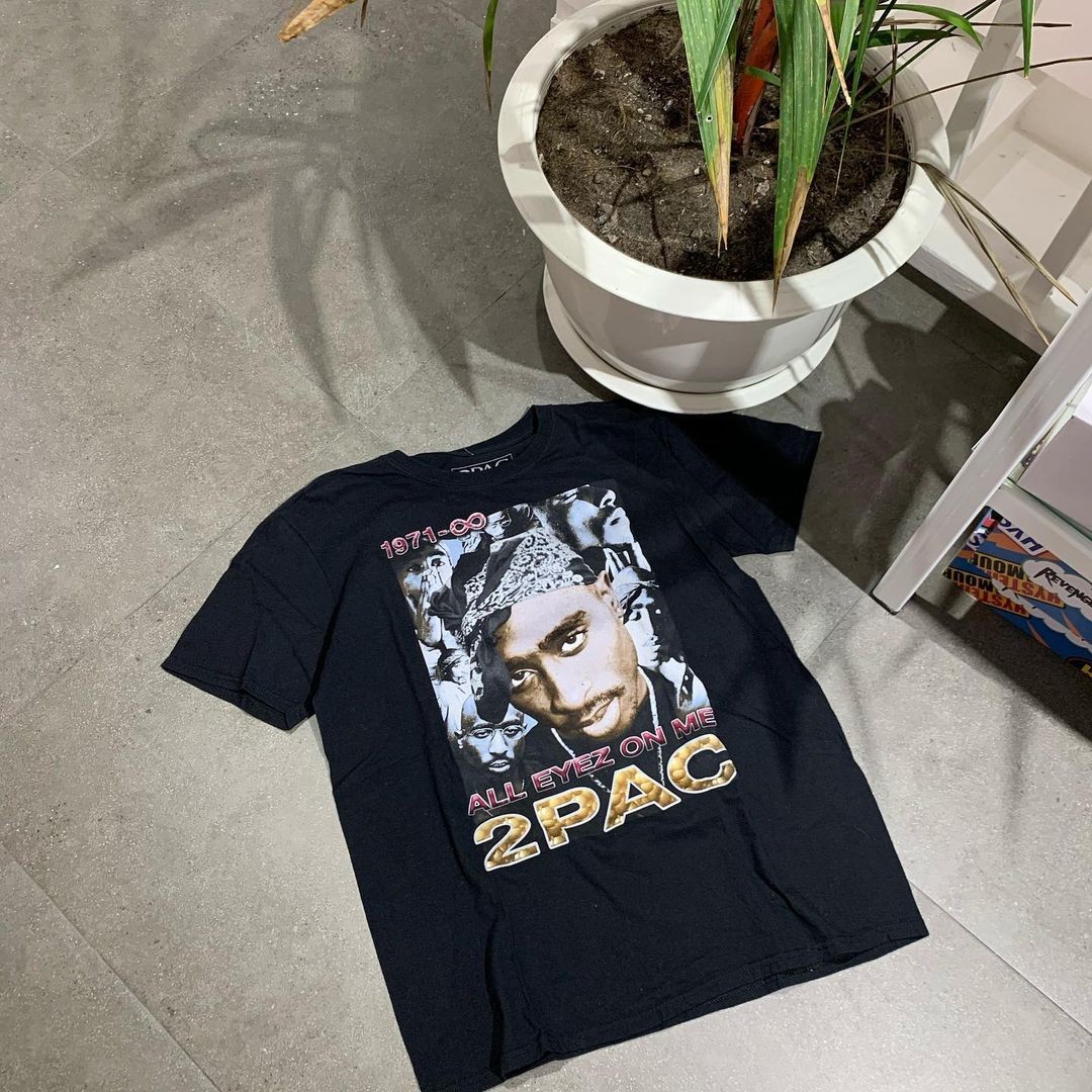 怀念美国歌手说唱2PAC个性复古宽松T恤嘻哈图帕克纯棉短袖打底衫