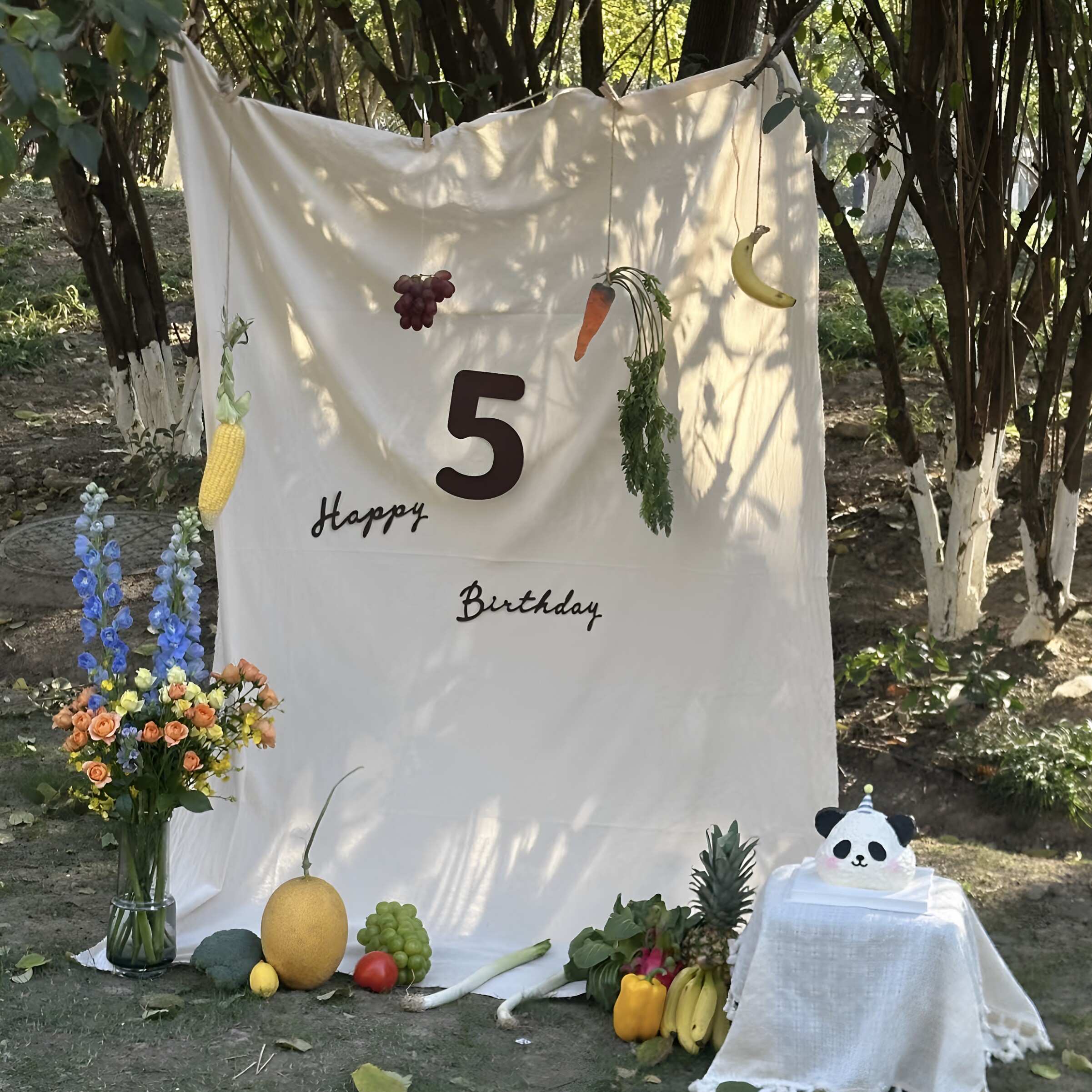 踏青野餐户外女孩生日装饰棉布简约条幅背景挂饰拍照仪式感布置图片