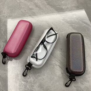 便携简约眼镜盒男女眼镜收纳盒近视老花镜布盒挂钩墨镜盒
