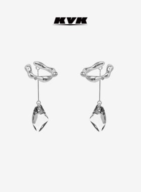 KVK  CLOUD 云系列水晶耳挂白鹿同款度假风爆款长耳环无耳洞女
